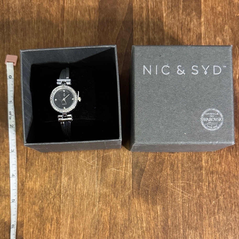 Swarovski Nic & Syd Black and Silver Watch